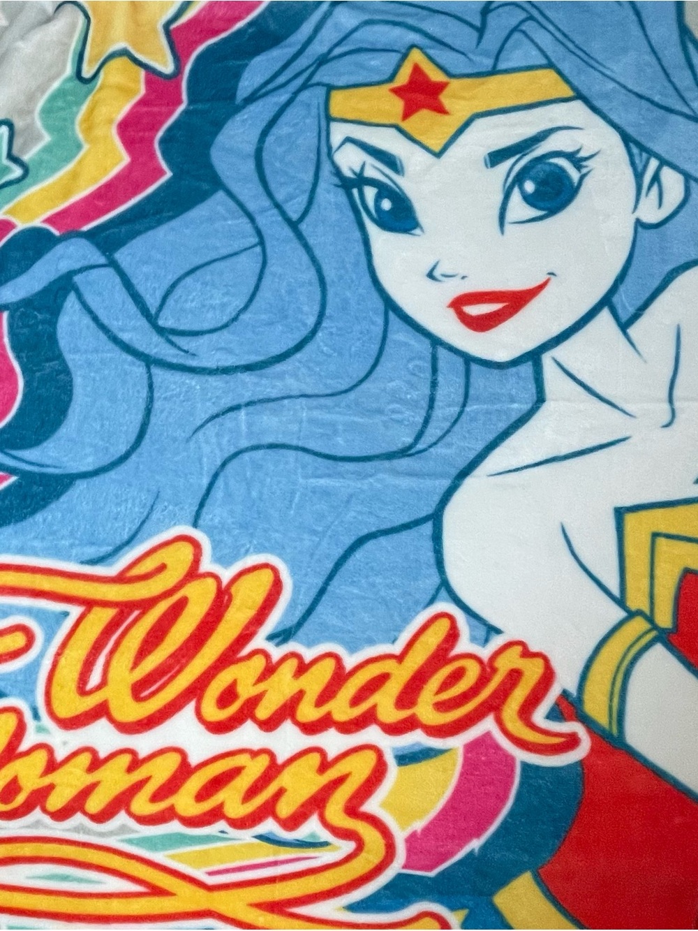 Wonder Woman Plush Throw Blanket - Blue, Red, Yellow